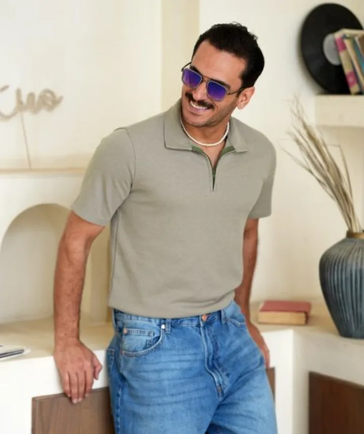 تیشرت مردانه نیم زیپ T42027