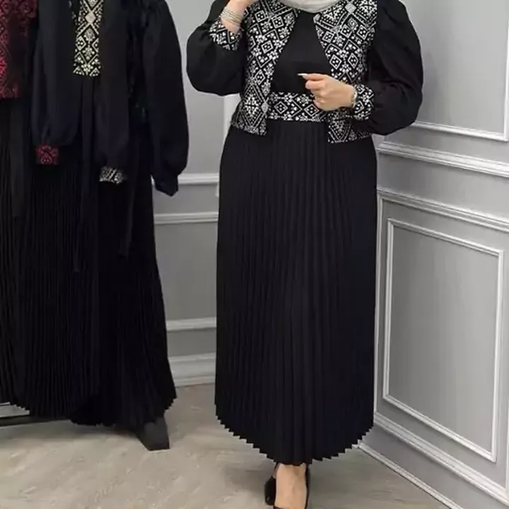 ست سه تیکه جلیقه پیراهن کمربند جنس کرپ اندونزی 