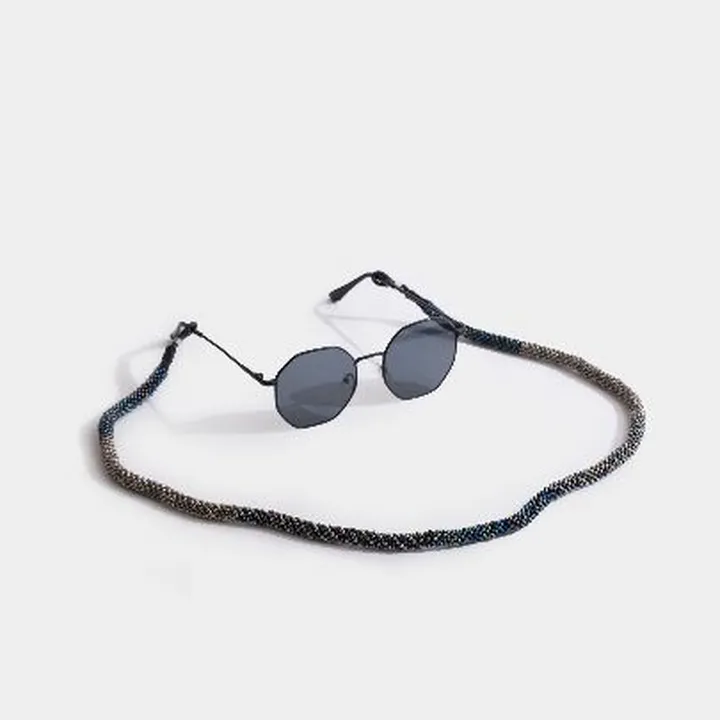 بندعینک منجوق بافت نقرهای هفت رنگ