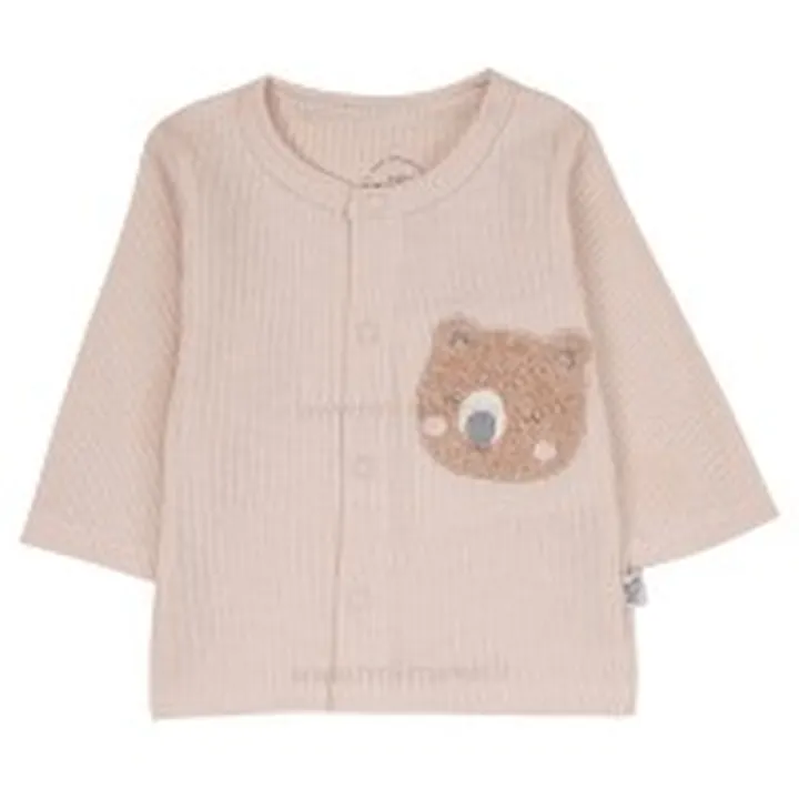 بلوز آستین بلند جلو دکمه طرح کانگورو و دوستان رنگ کرم نیلی Nili