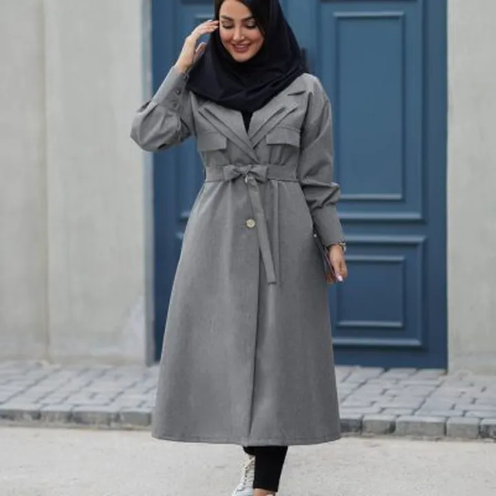 مانتو دانشجویی اداری دویقه پرشیا بلند پاییزه زنانه کد 0432