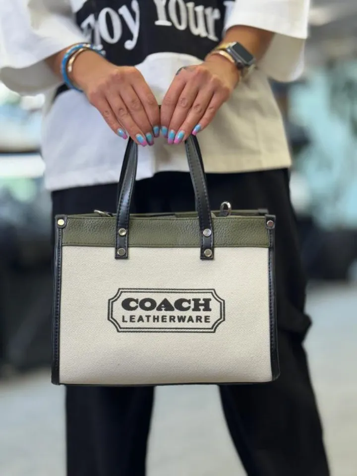 کیف coach ترکیبی چرمی و کنفی 9366