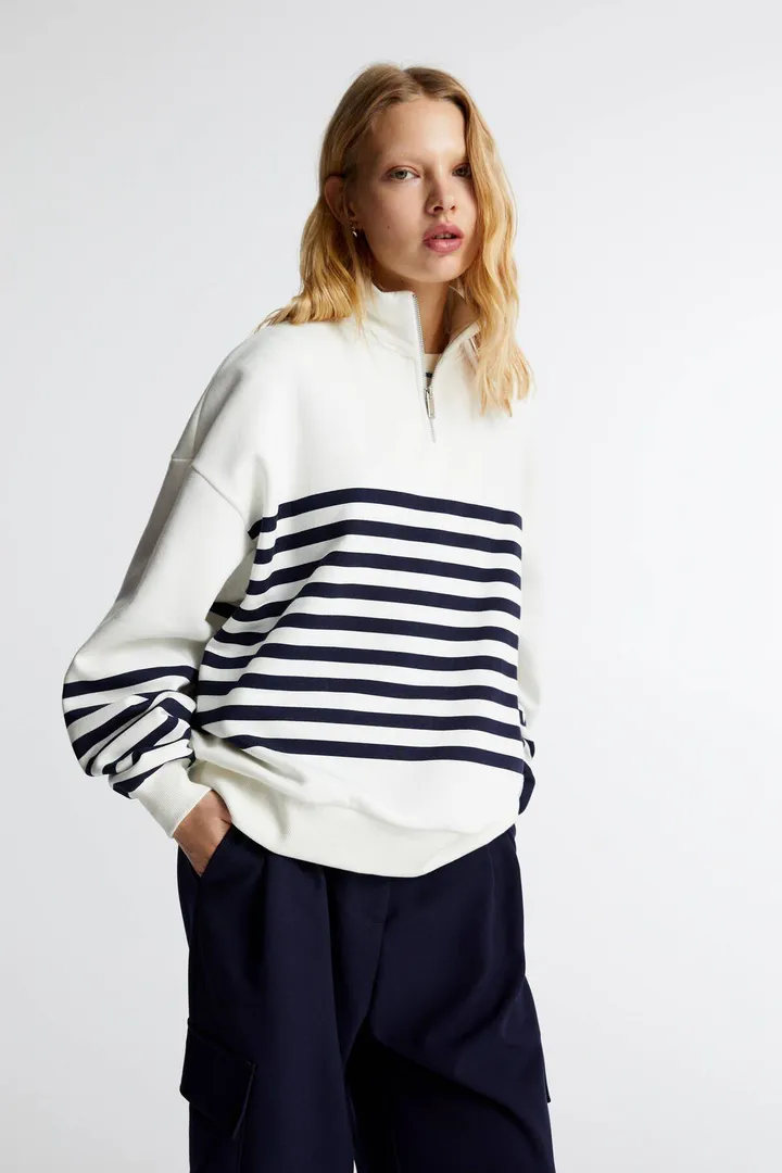 <span class="text-styled__StyledSpan-sc-d280c10c-1 dvOaRP">Pull & Bear< span>سویشرت راه راه یقه بلند