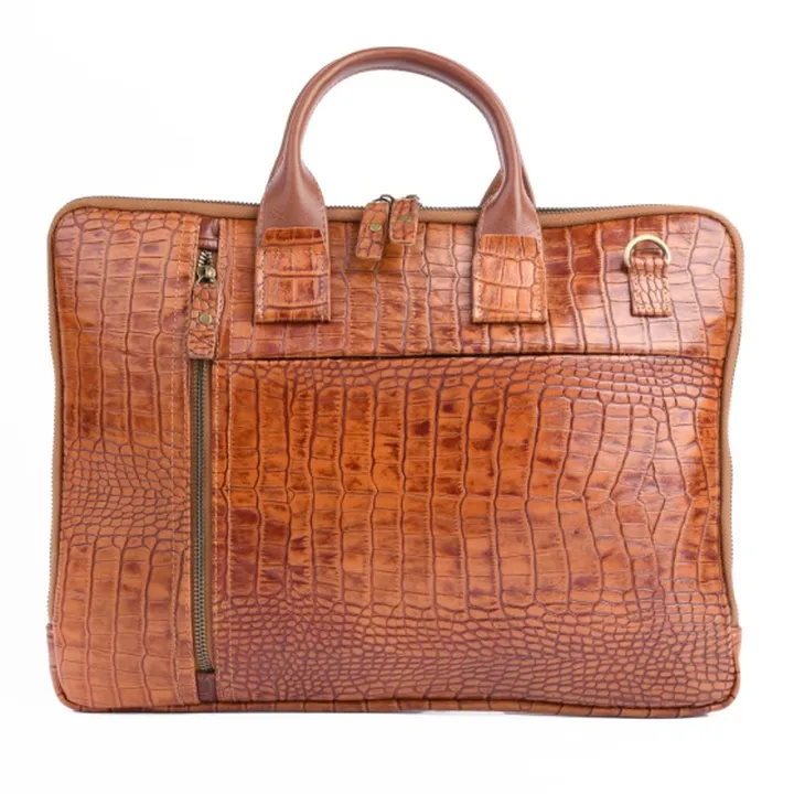 کیف اداری طرح آی تک چرم کروکو عسلی