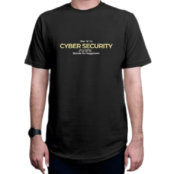 تیشرت برنامه نویسی طرح the h in Cyber Security stands for happiness