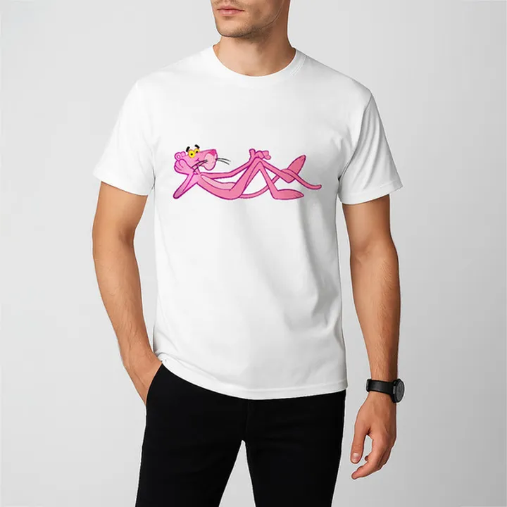 تیشرت آستین کوتاه شین دیزاین طرح پلنگ صورتی کد 423...