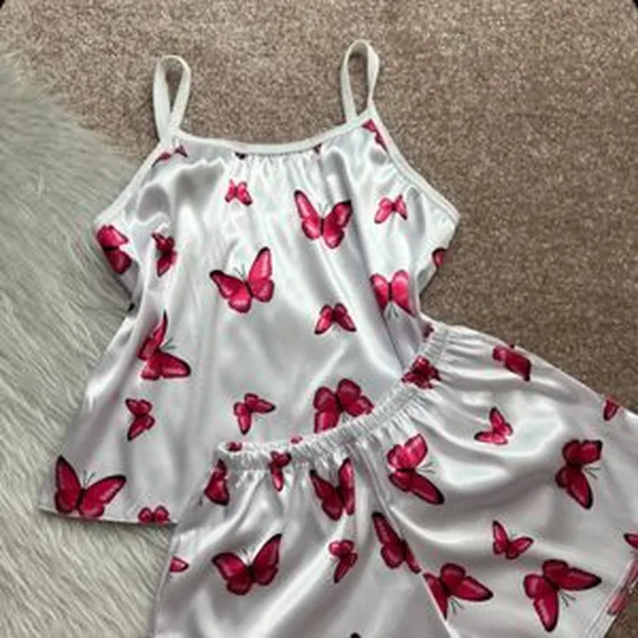 ست تاپ و شلوارک ساتن پروانه ای