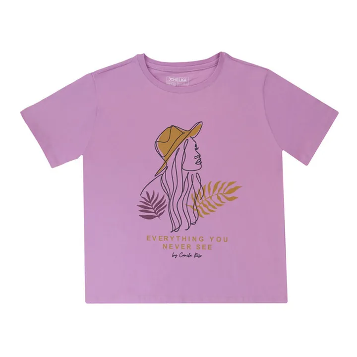 تی شرت آستین کوتاه زنانه هلکاپاژ مدل دختر جذاب