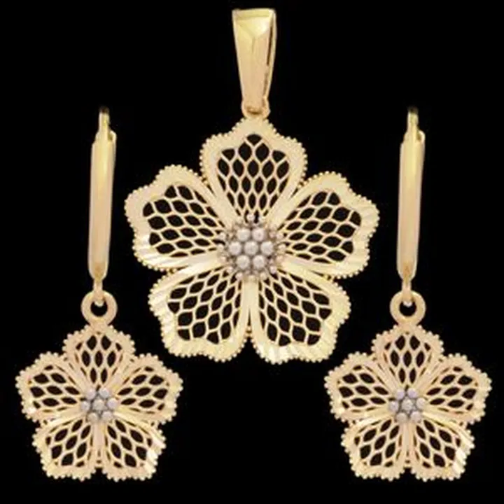 نیم ست طلا 18 عیار زنانه طلای مستجابی مدل گل M T2423 کد 256341