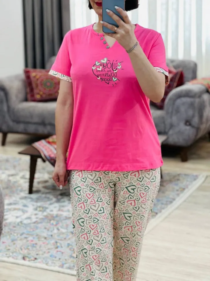 تیشرت و شلوار قلب یقه وی