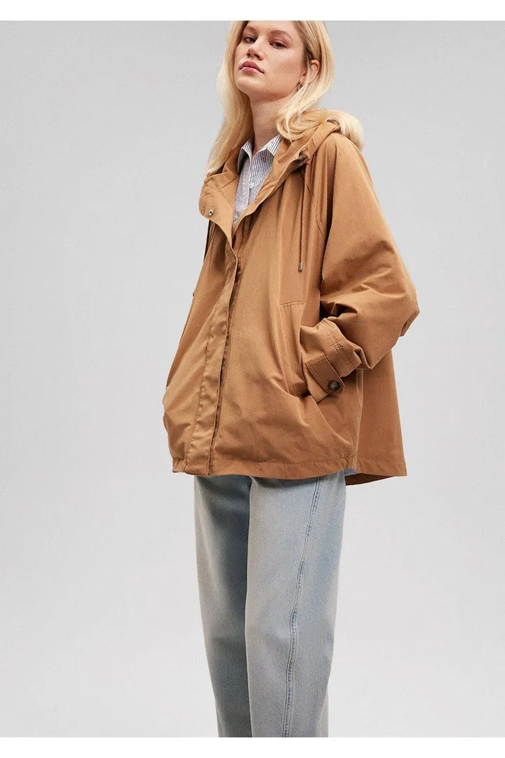 Maviکاپشن قهوه ای کلاهدار Oversize Wide Cut -70269