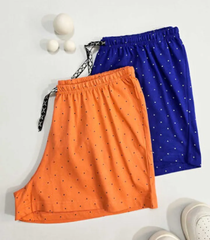 شلوارک نخی خال خالی کد 4431