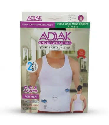 گن زیرپوش رکابی مردانه دولایه Adak آداک کمر سیلکونی تخت کننده شکم کد 554 سفید