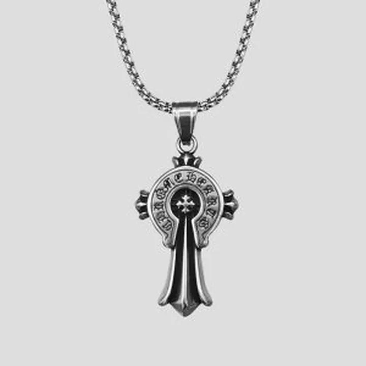 پلاک و گردنبند استیل صلیب کروم هارتز کد Njd-543d6