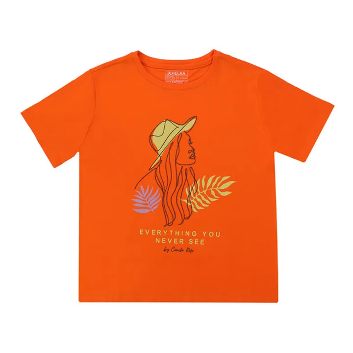 تی شرت آستین کوتاه زنانه هلکاپاژ مدل دختر جذاب