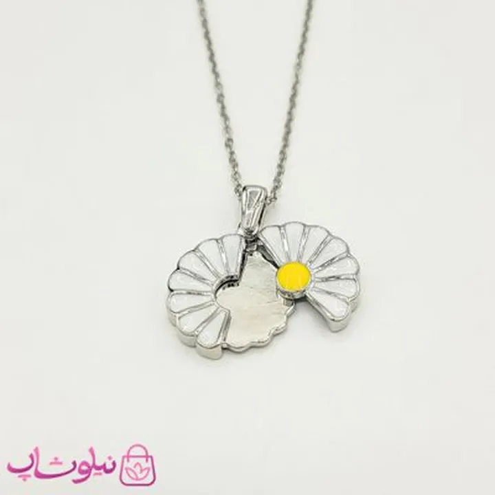 گردنبند دخترانه بازشو طرح گل نقره ای کد 1288