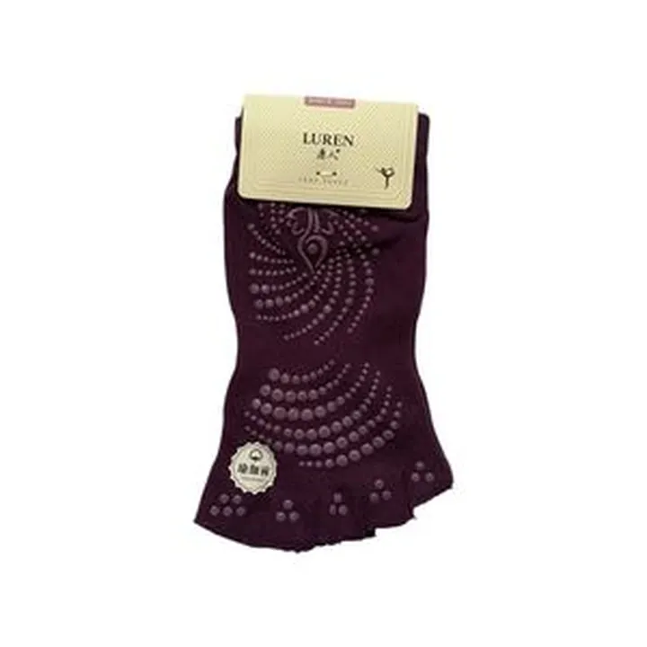 جوراب ورزشی زنانه مدل پیلاتس نیم انگشتی رنگ بنفش