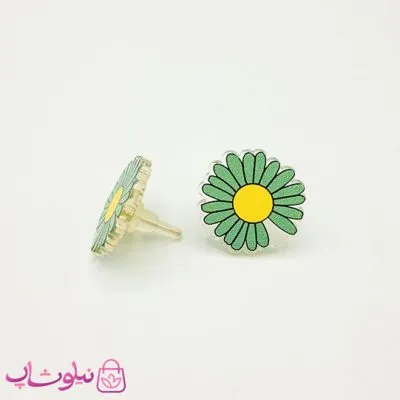 گوشواره دخترانه ژوپینگ مدل گل سبز کد 649-3