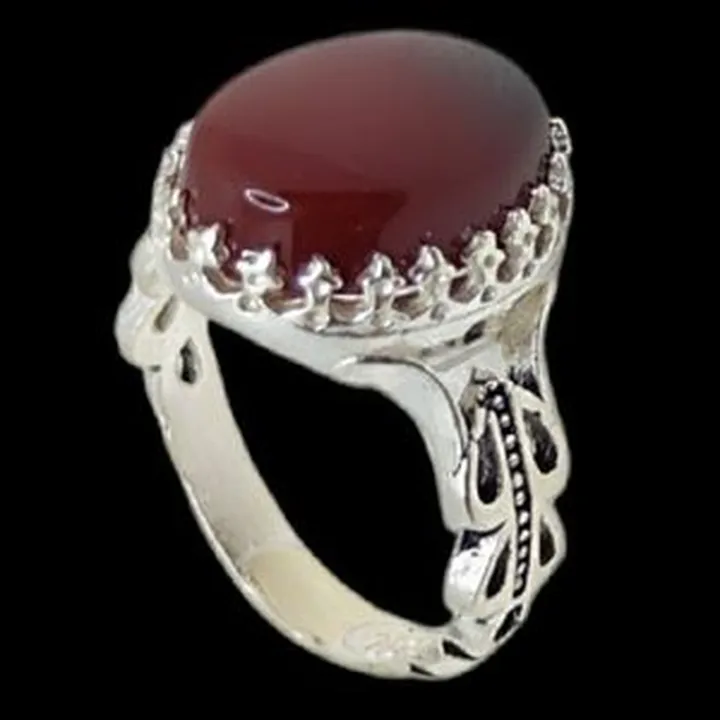 انگشتر نقره مردانه مدل سنگ عقیق رضوی رکاب صفوی کد 4009