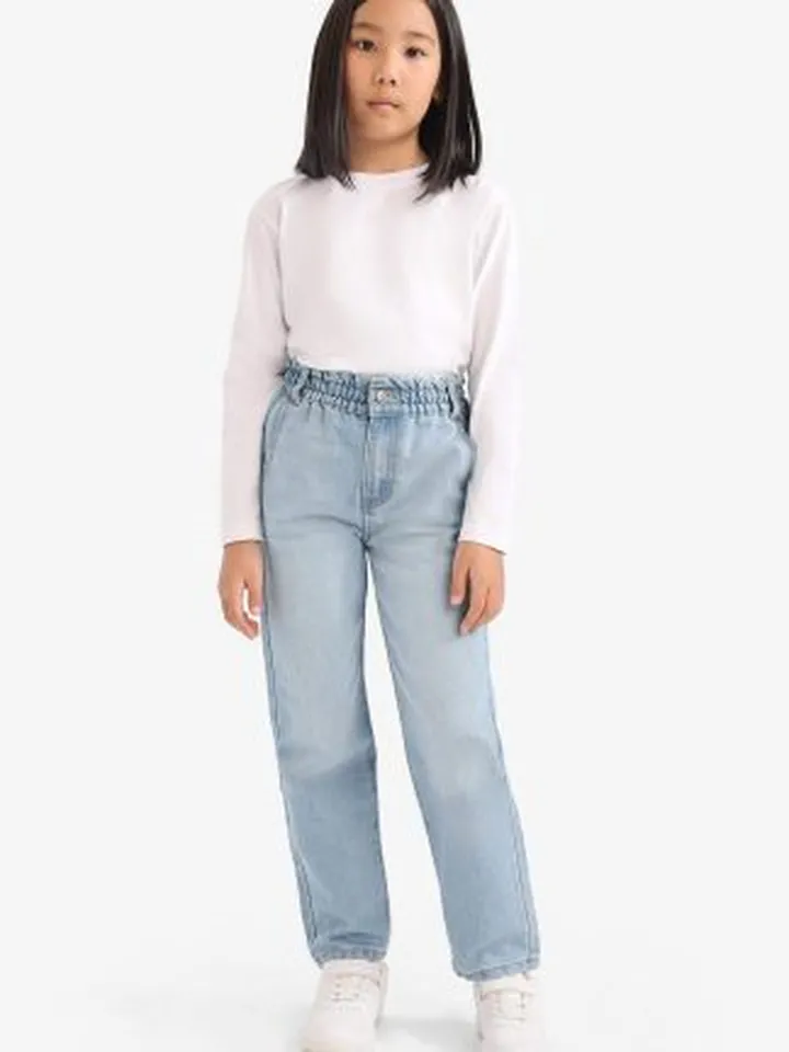 شلوار جین دخترانه آبی روشن دفکتو