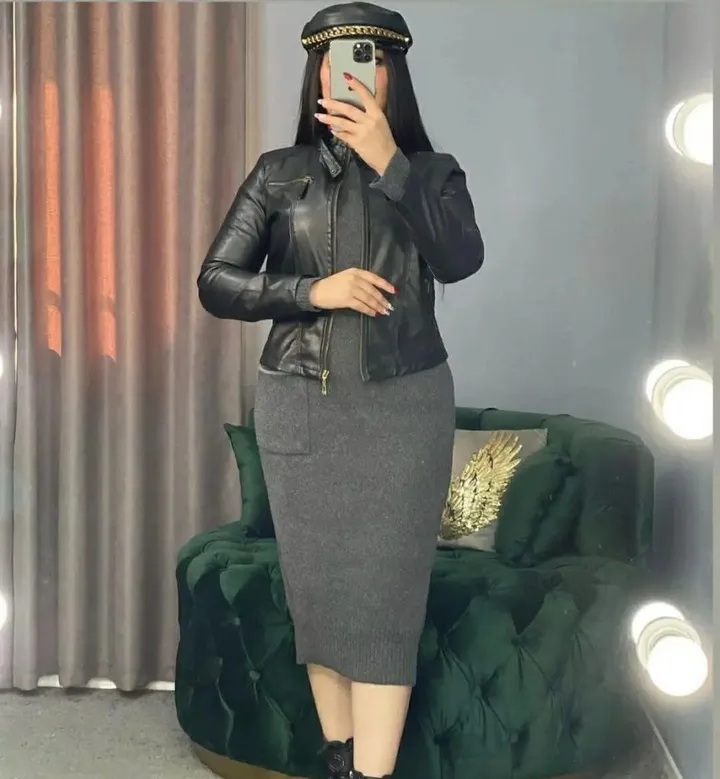کت چرم زنانه استر دار مشکی