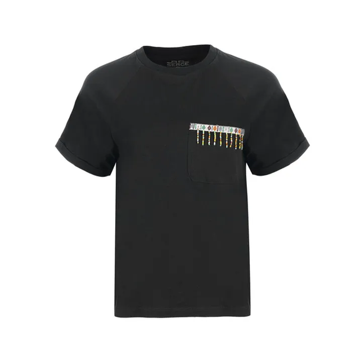 تی شرت آستین کوتاه زنانه سرژه مدل 203499 رنگ مشکي