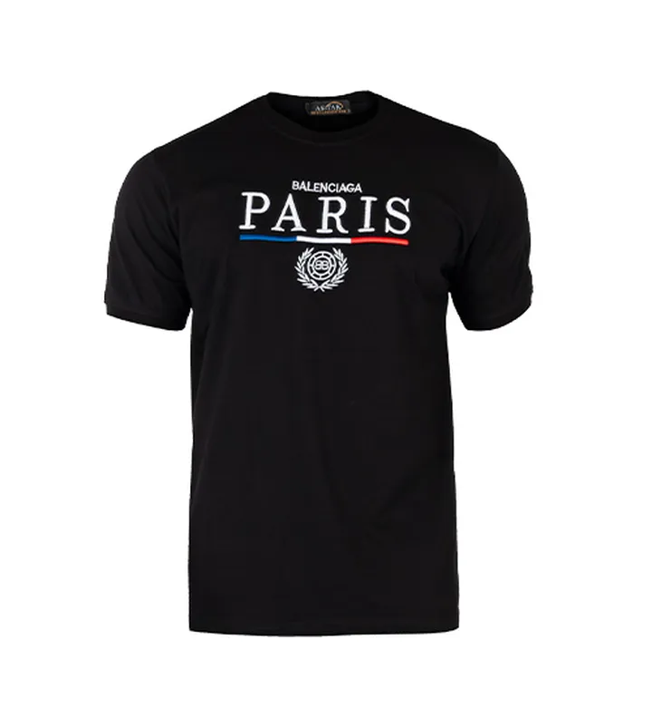 تیشرت Paris  یقه گرد مردانه مشکی ساده