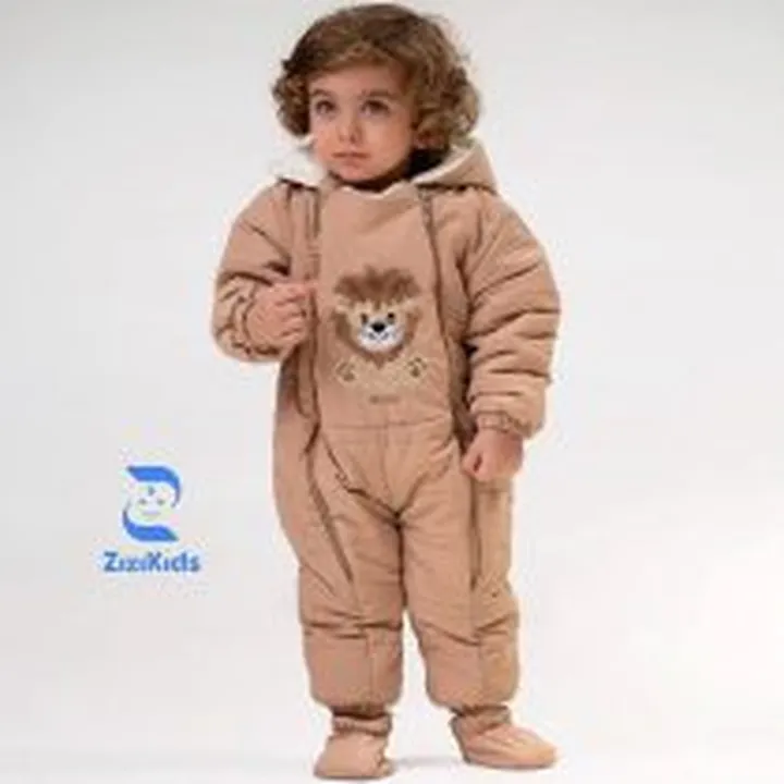 کاپشن سرهمی کرم رنگ طرح شیر زیزی کیدس