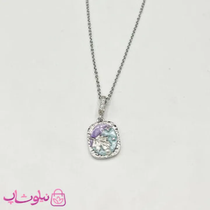 گردنبند زنانه میناکاری شده طرح برگ کد 98