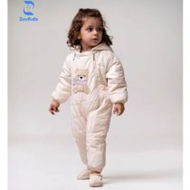 کاپشن سرهمی طرح خرس رنگ شیری زیزی کیدس