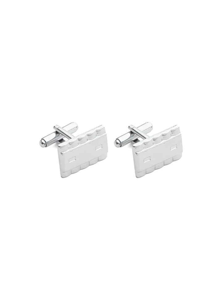 دکمه سردست مدل مستطیل شکل نقره ای