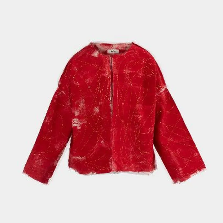 کت نخ پنبه عروس گلی قرمز