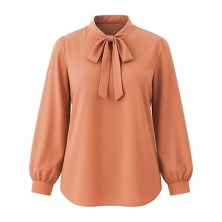 بلوز آستین بلند یقه کراواتی زنانه مدل پاپیونی