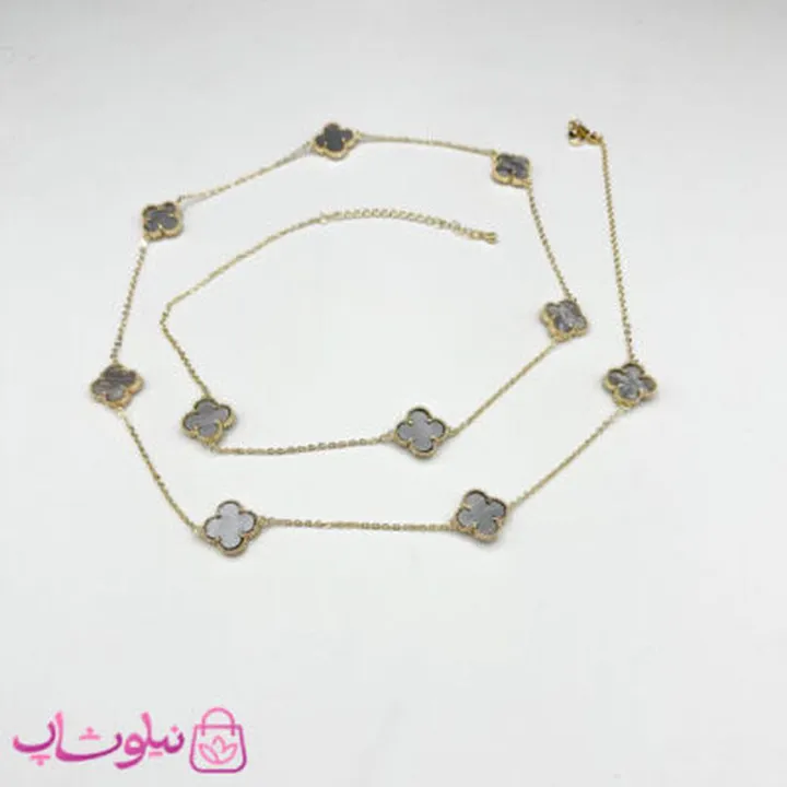 گردنبند رولباسی زنانه ونکلیف طوسی روشن آبکاری طلا کیفیت مستر  کد 470