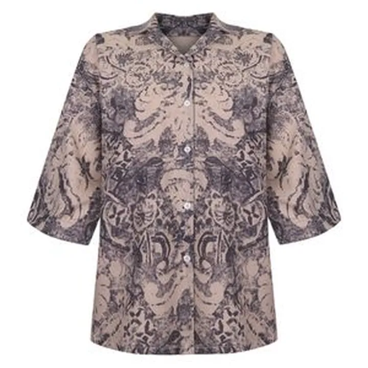 شومیز آستین سه ربع یقه برگردان زنانه مدل لاله