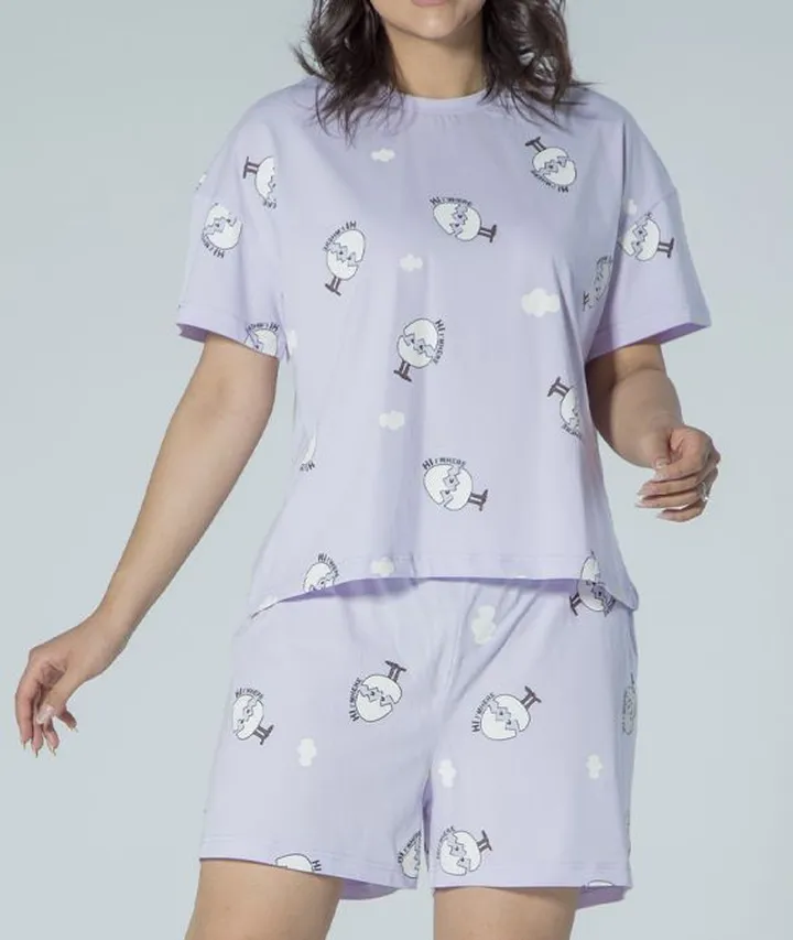 ست زنانه تیشرت و شورتک طرح تخم مرغی