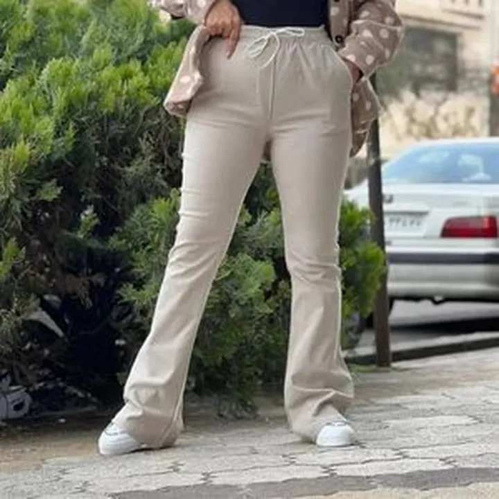 شلوار دمپا گشاد زنانه کرمی