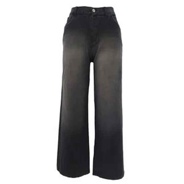 شلوار جین بگ زنانه مدل کمر کشی کد 20112 رنگ زغالی