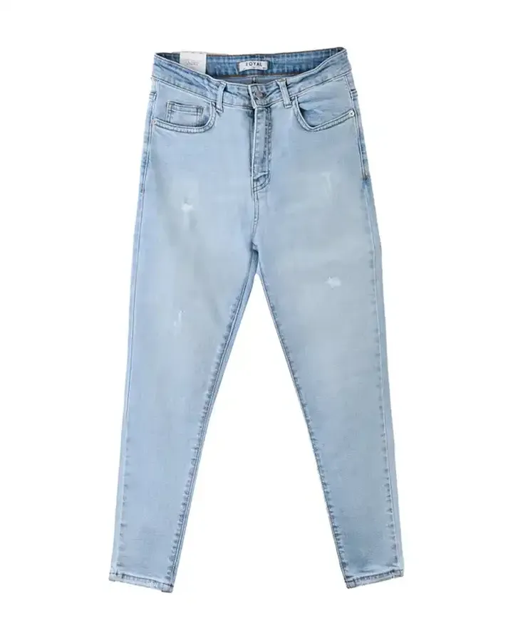 شلوار جین زنانه اسکینی زاپ دار قد 90 آبی روشن رویال جین Royal Jeans کد 59117