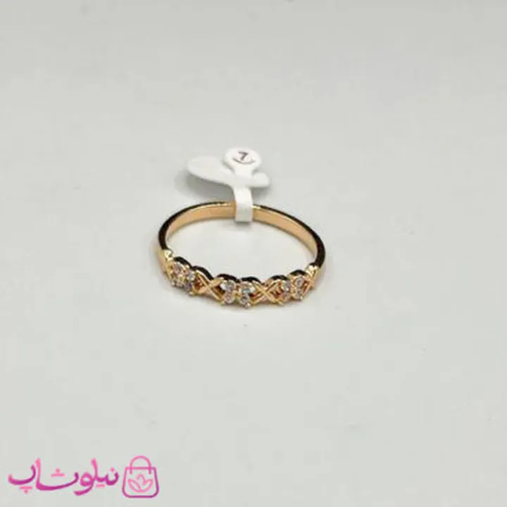 انگشتر زنانه ژوپینگ طلایی نگین سفید کد 1191