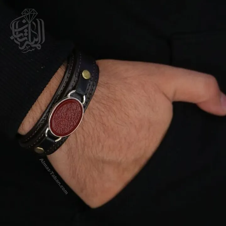 دستبند مردانه عقیق سرخ کد 2405