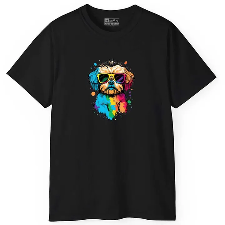 تی شرت آستین کوتاه مردانه پاد آفرین مدل سگ باحال ک...