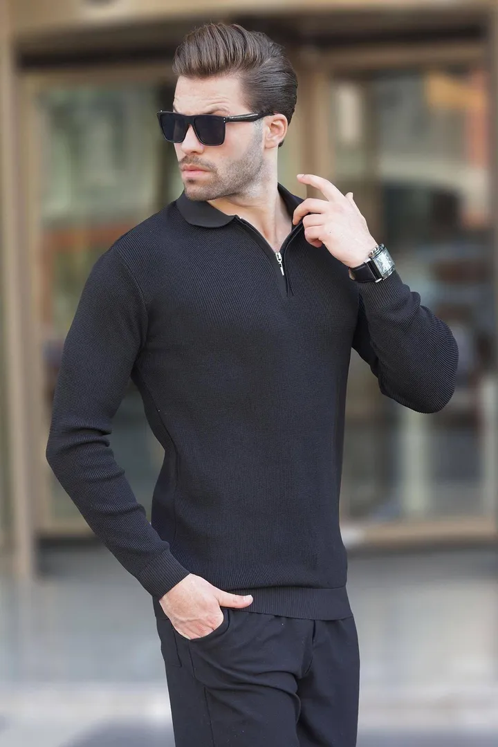 Madmextپلیور مردانه آستین بلند یقه پولو قهوه ای