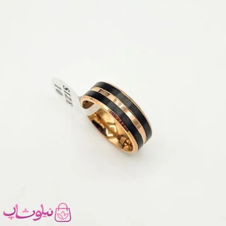 انگشتر رینگ مردانه استیل مشکی رزگلد طرح Cartier کد 200