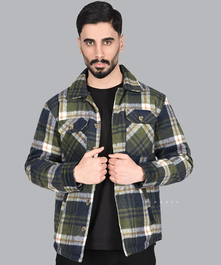 کاپشن پشمی مردانه مدل چهارخانه 7007