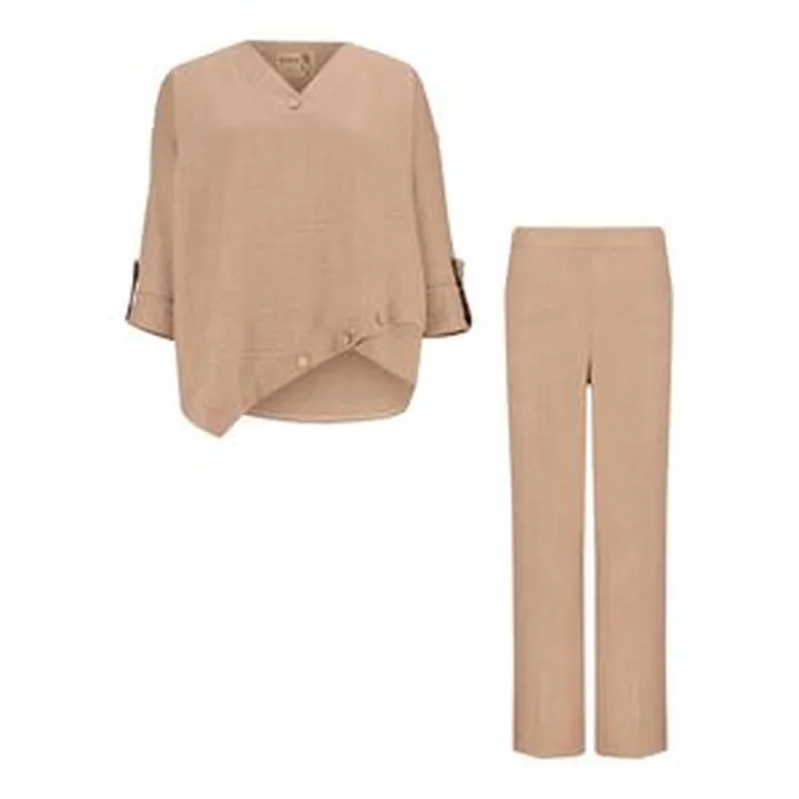 ست تونیک و شلوار زنانه مدل نانیسا کد 220947 رنگ نسکافهای