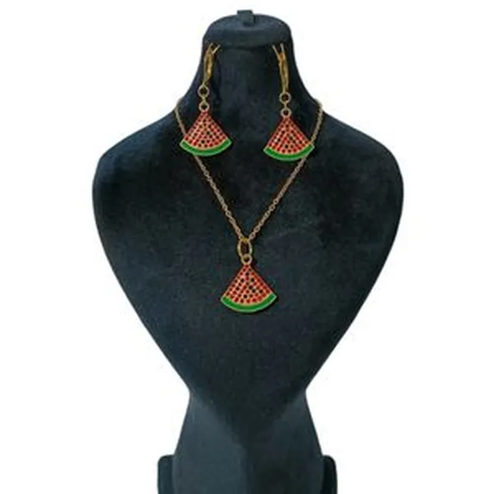 نیم ست زنانه مدل یلدایی هندوانه نگین دار