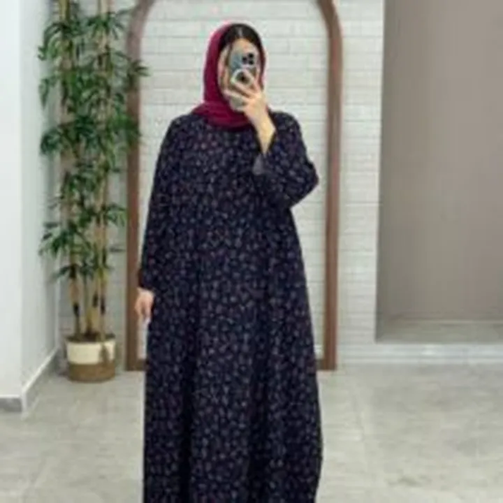 پیراهن پانچ بلوط سورمه ای گل ریز صورتی