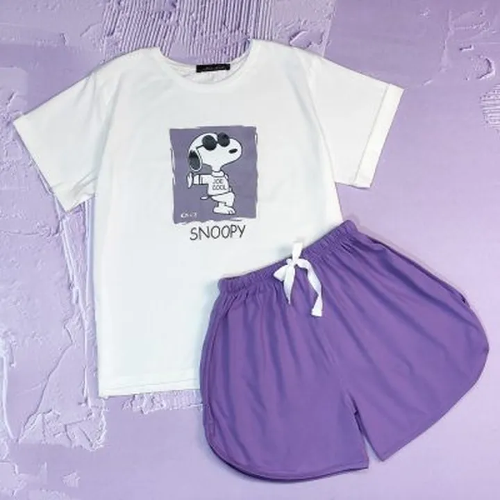 ست تیشرت و شورتک زنانه طرح SNOOPY