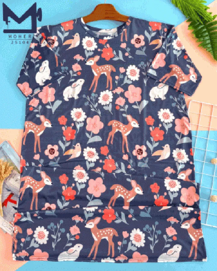 پیراهن راحتی ماکسی سایز بزرگ طرح باغ